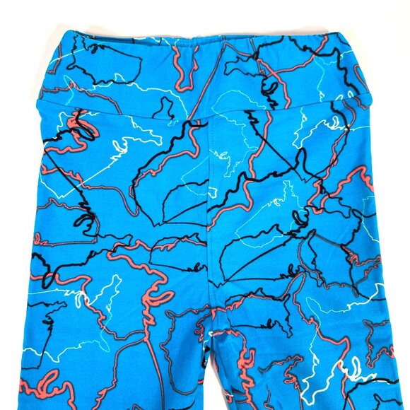 LuLaRoe Leggings Map Outline Americana Red White Blue Black Rare Kids NEW L/XL - Picture 2 of 6